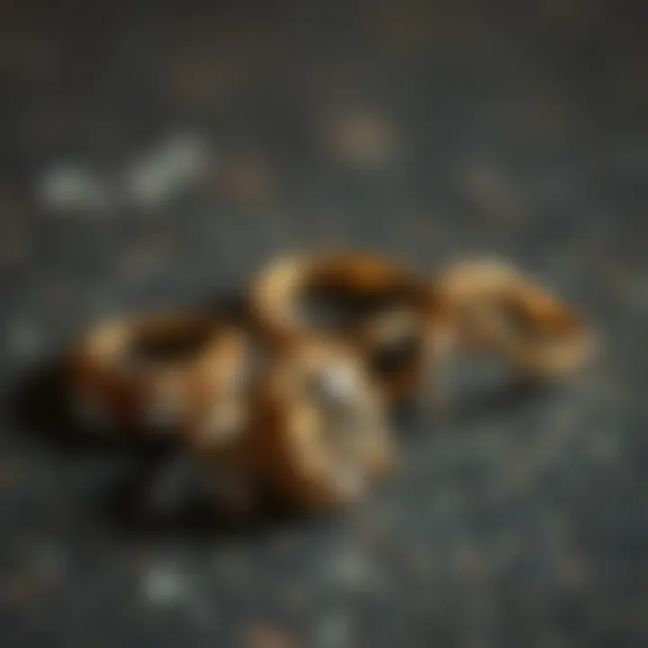 Historical vintage rings displayed on a textured surface illustrating their craftsmanship