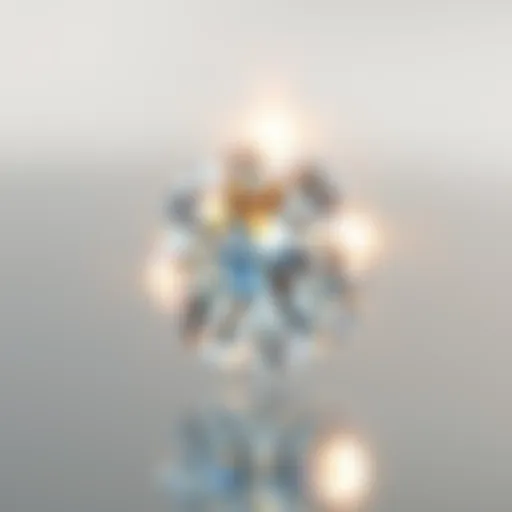 Close-up of a white moissanite gemstone reflecting light