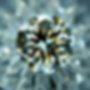 Comparison of white moissanite and diamond under a microscope