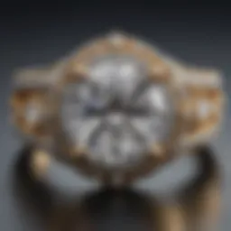 A close-up view of a stunning wide split shank engagement ring highlighting its intricate design.