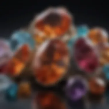 An elegant display of treated gemstones on a velvet background