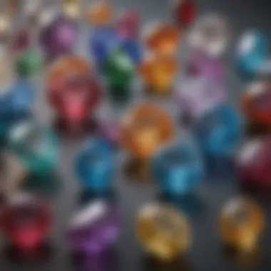 Illustration of different types of gemstones with labels indicating their names and properties