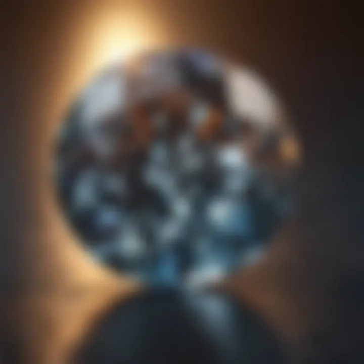 A close-up view of a gemstone with clear facets and brilliance