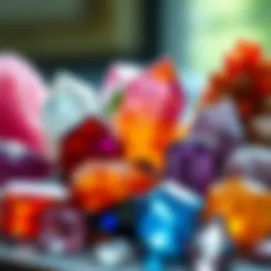 A close-up of vibrant healing crystals arranged aesthetically