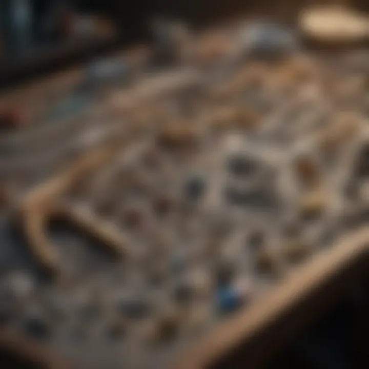 An array of essential jewellery-making tools neatly arranged on a workbench.