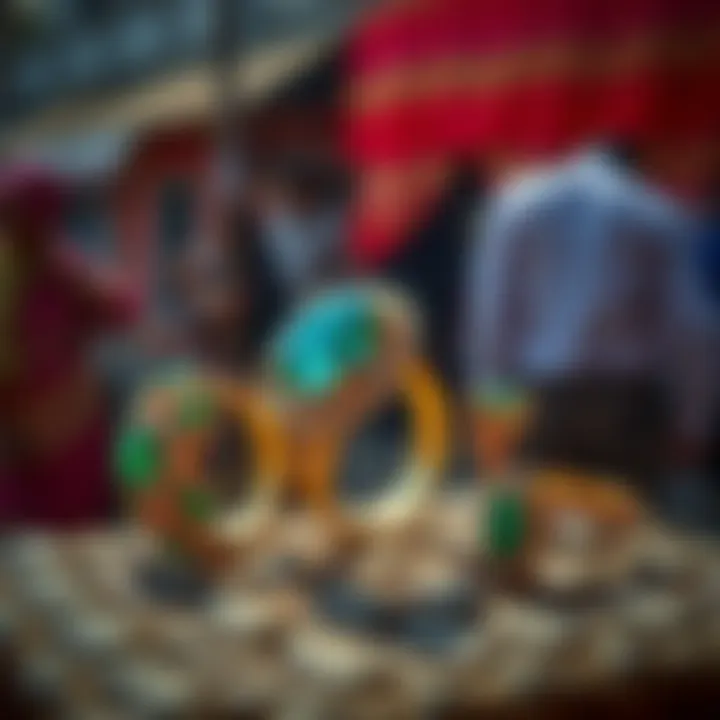 Unique ring designs displayed against a cultural backdrop