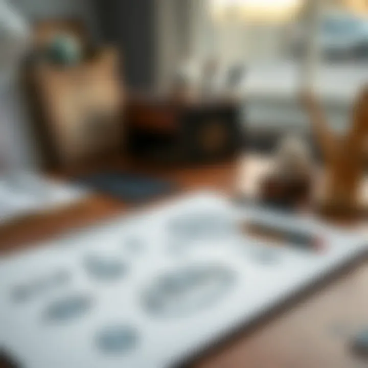 Intricate jewelry design sketch on a wooden desk