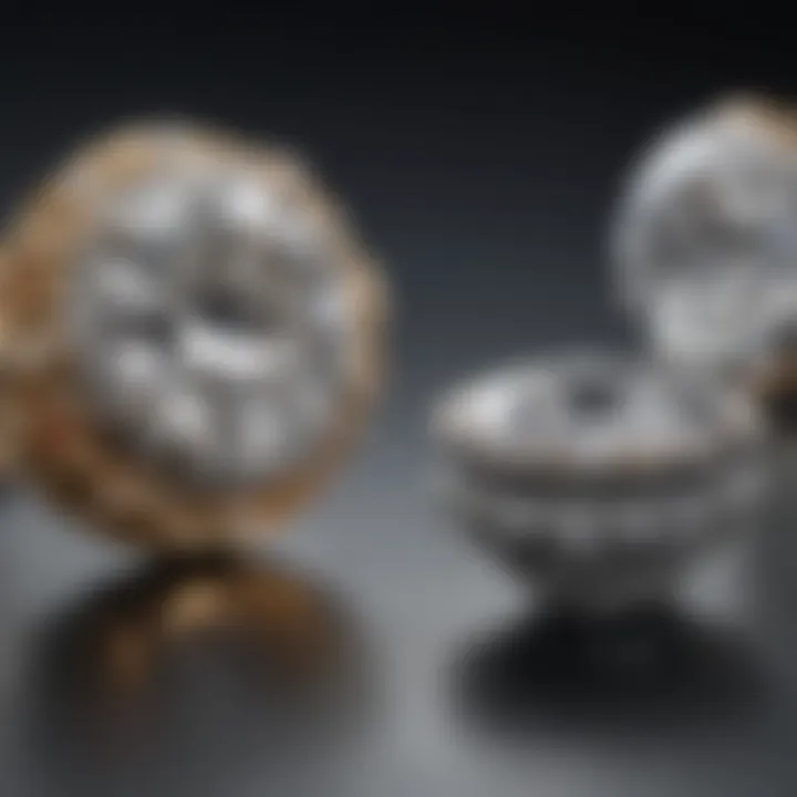 Showcase of jewelry featuring different carat weight diamonds