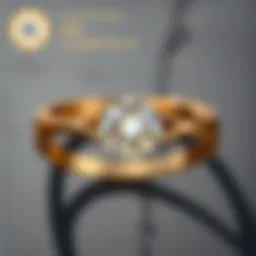 An elegant gold ring showcasing a stunning diamond, highlighting a classic prong setting.