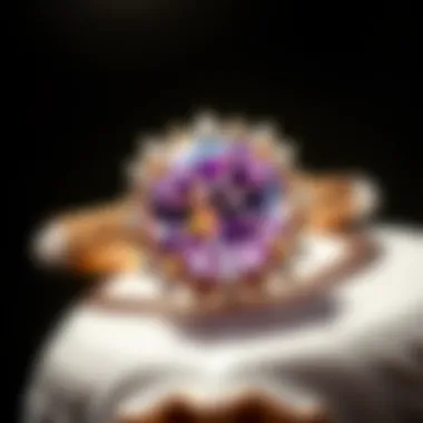 A close-up view of a unique gemstone used in a Maison Birks engagement ring