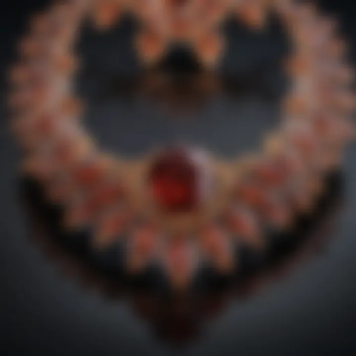 An elegant piece of jewelry featuring Malaya garnet, demonstrating its use in adornments