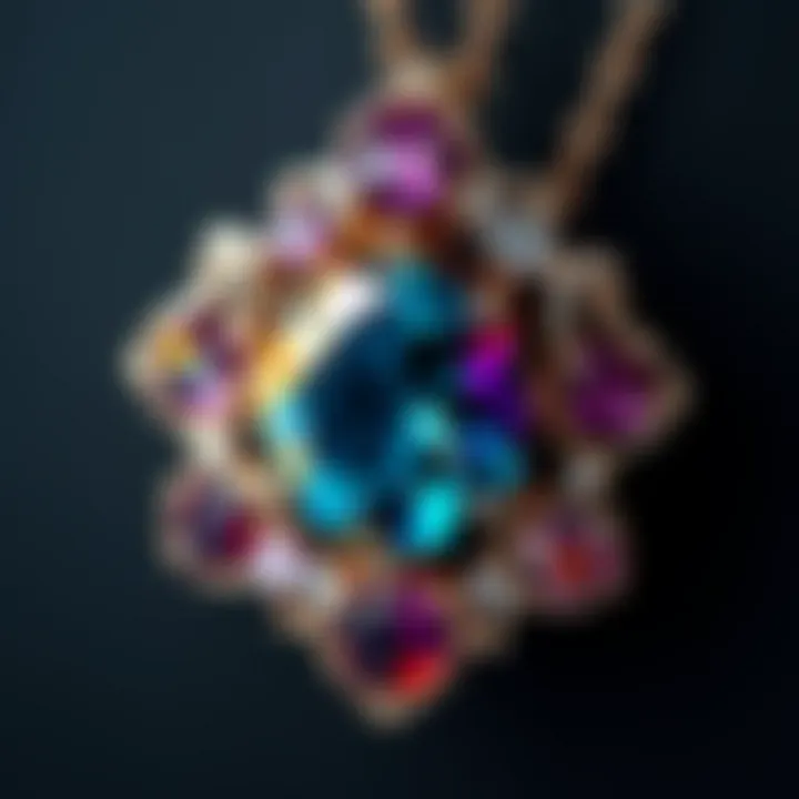 A close-up view of a beautifully crafted gemstone pendant