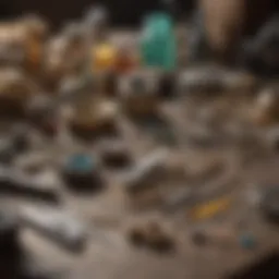 An assortment of jewelry-making tools arranged neatly on a workspace