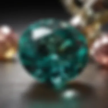 A close-up view of the May birthstone showcasing its unique color and texture