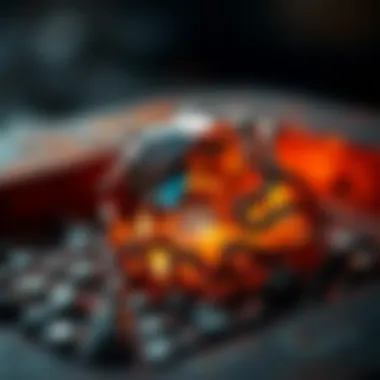 Close-up of molten metal during the jewelry melting process