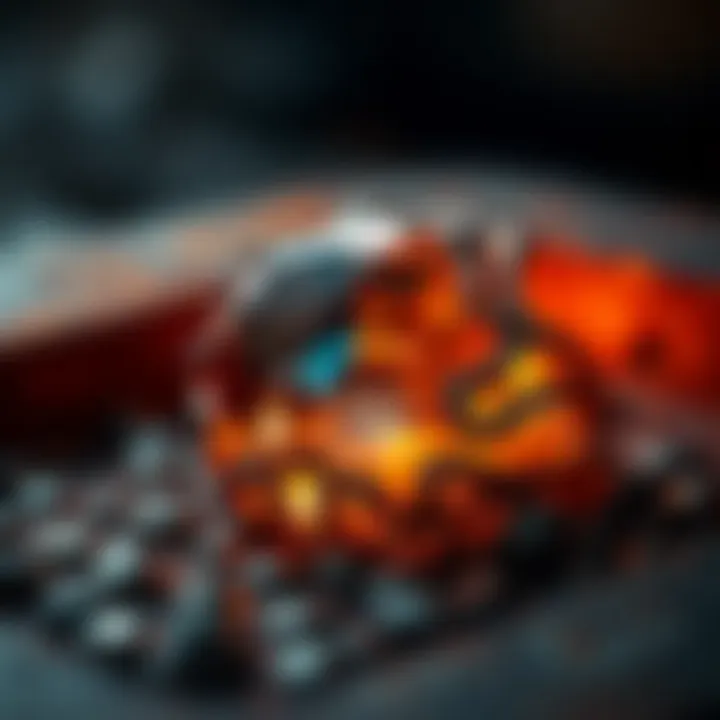 Close-up of molten metal during the jewelry melting process