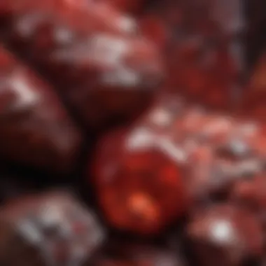 Close-up of a red mineral highlighting its unique texture and patterns