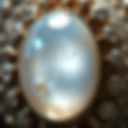 Close-up view of moonstone showcasing its adularescence