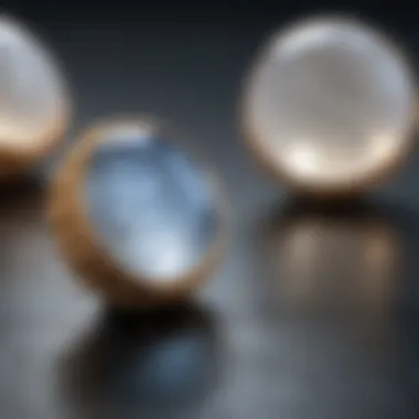 Lab Created vs Natural Moonstone A side-by-side comparison of lab created and natural moonstone highlighting their differences.