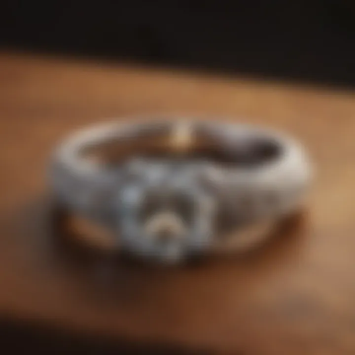 An elegant vintage wedding ring on a velvet background