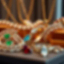 A stunning collection of various jewelry pieces displayed elegantly