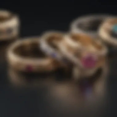 Material Options for Wedding Rings A thoughtful comparison of various wedding ring materials on a stylish surface