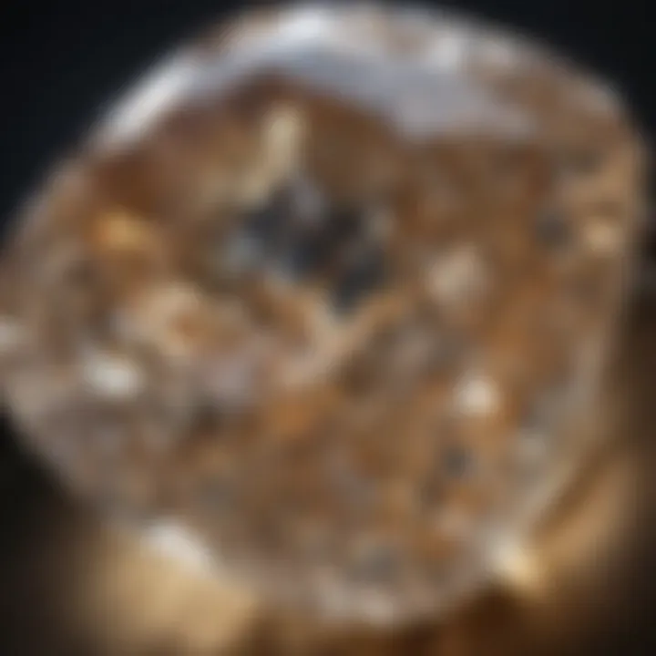 Close-up of the facets of an old mine cushion cut diamond