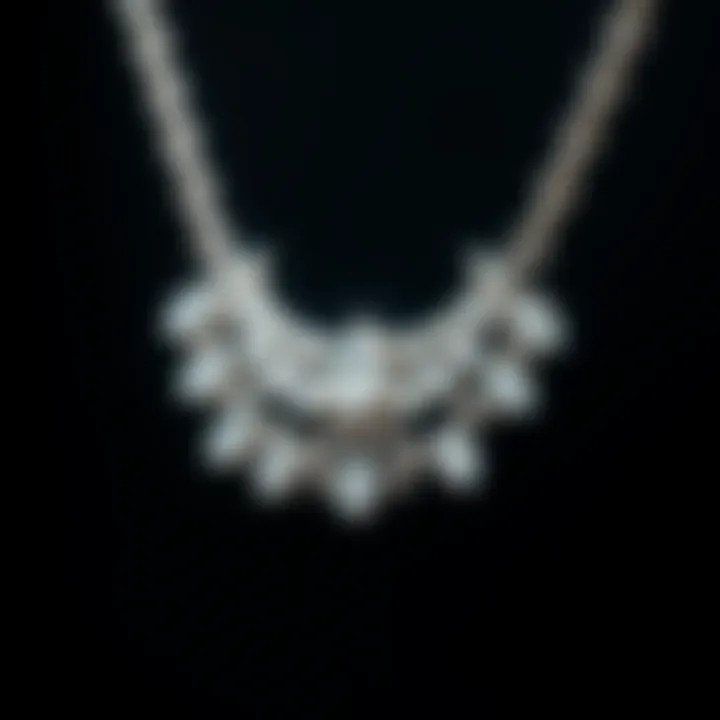18K white gold necklace reflecting light.