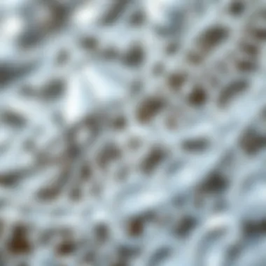 Close-up of the texture of platinum and white gold.