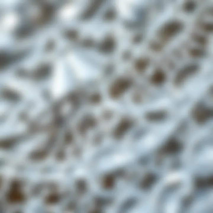 Close-up of the texture of platinum and white gold.