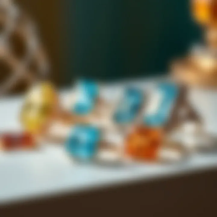 An Exquisite Collection of Real Topaz Rings A collection of topaz rings displayed elegantly