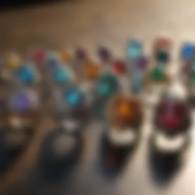 Diverse styles of rings laid out for selection