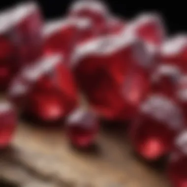 Natural Characteristics of Rough Rubies Close-up view of rough rubies showcasing their natural beauty and inclusions