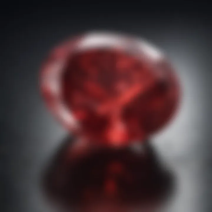 A close-up of a vibrant red ruby showcasing its clarity and brilliance