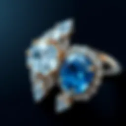 Comparison of a sapphire and diamond in a jewelry setting