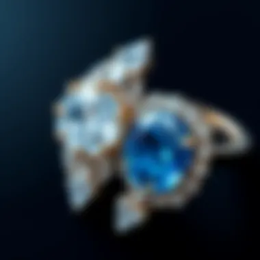 Comparison of a sapphire and diamond in a jewelry setting