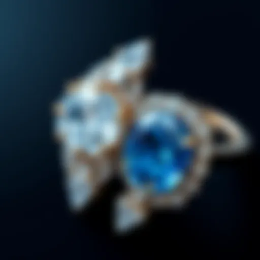 Comparison of a sapphire and diamond in a jewelry setting