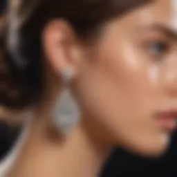 Close-up of sparkling diamond earrings showcasing their brilliance