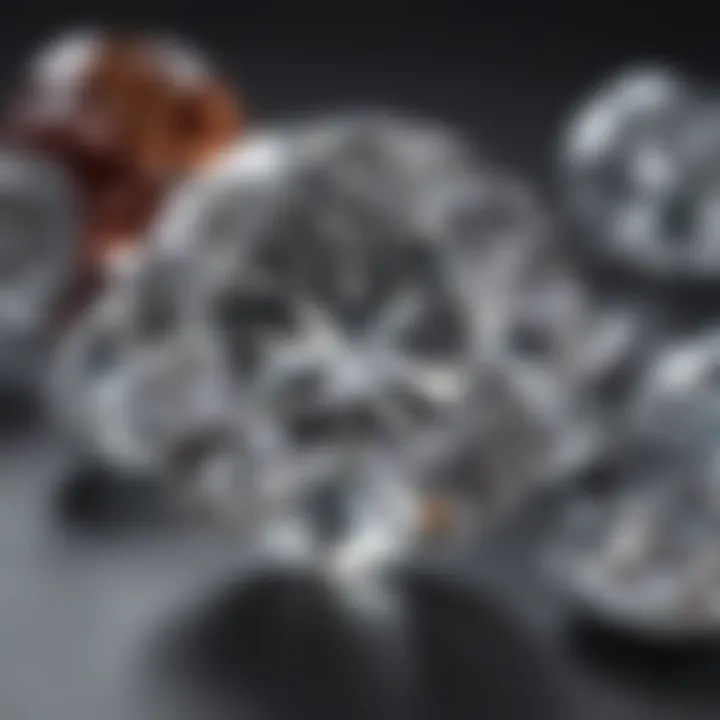 Visual scale demonstrating size difference in diamonds