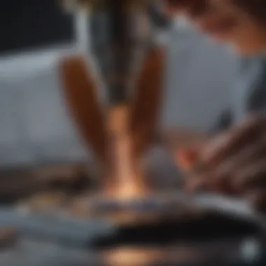 A jewelry piece being soldered with precision