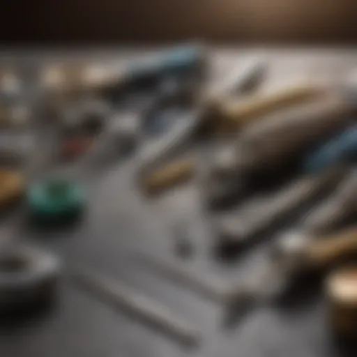 A detailed view of various soldering tools for jewelry making