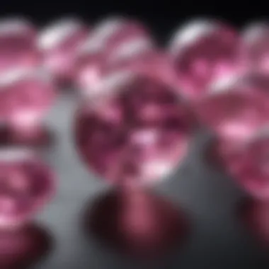 Comparison of synthetic pink sapphire and natural pink sapphire in different lighting