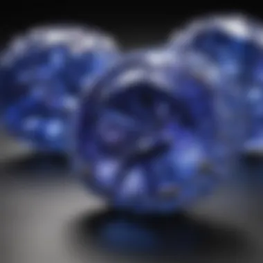 A close-up view of tanzanite showcasing its vibrant blue-violet hues