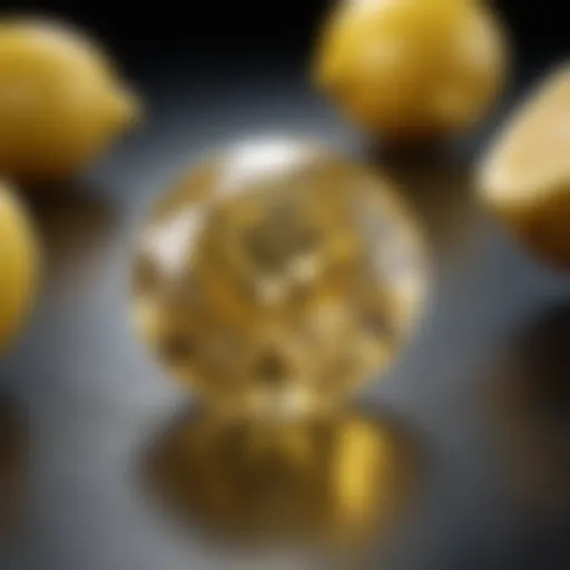 Close-up view of a lemon diamond showcasing its vibrant yellow hue and clarity.