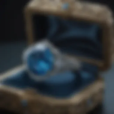 A beautifully crafted blue fire diamond ring in a luxurious jewelry box