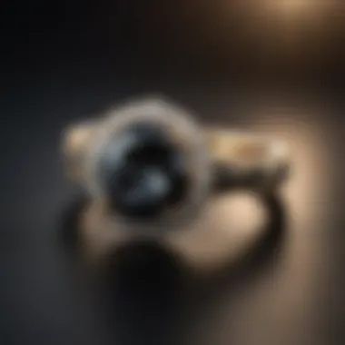 Black Diamond Ring Under Lighting Effects A striking image of a black diamond ring under different lighting conditions, revealing its intriguing color depth.
