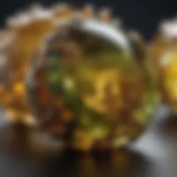 A close-up view of green amber showcasing its unique color and inclusions.