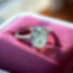 Elegant oval man-made diamond engagement ring displayed on a velvet surface
