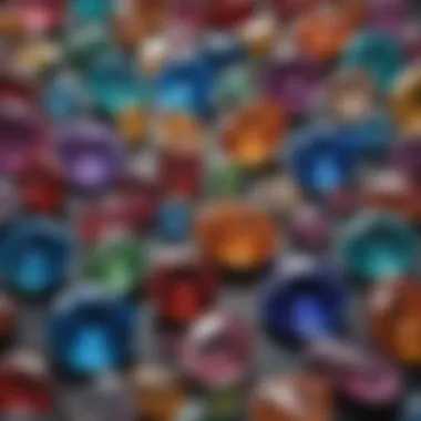 Artistically Displayed Ethically Sourced Gemstones An array of ethically sourced rare gemstones displayed artistically