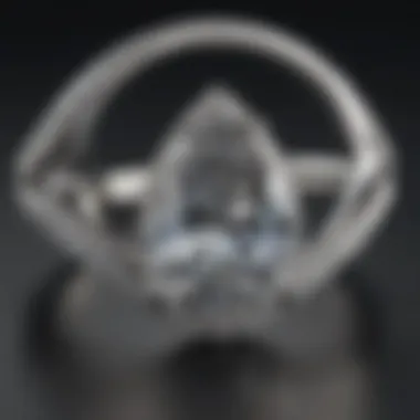 Elegant teardrop diamond ring showcasing its unique shape